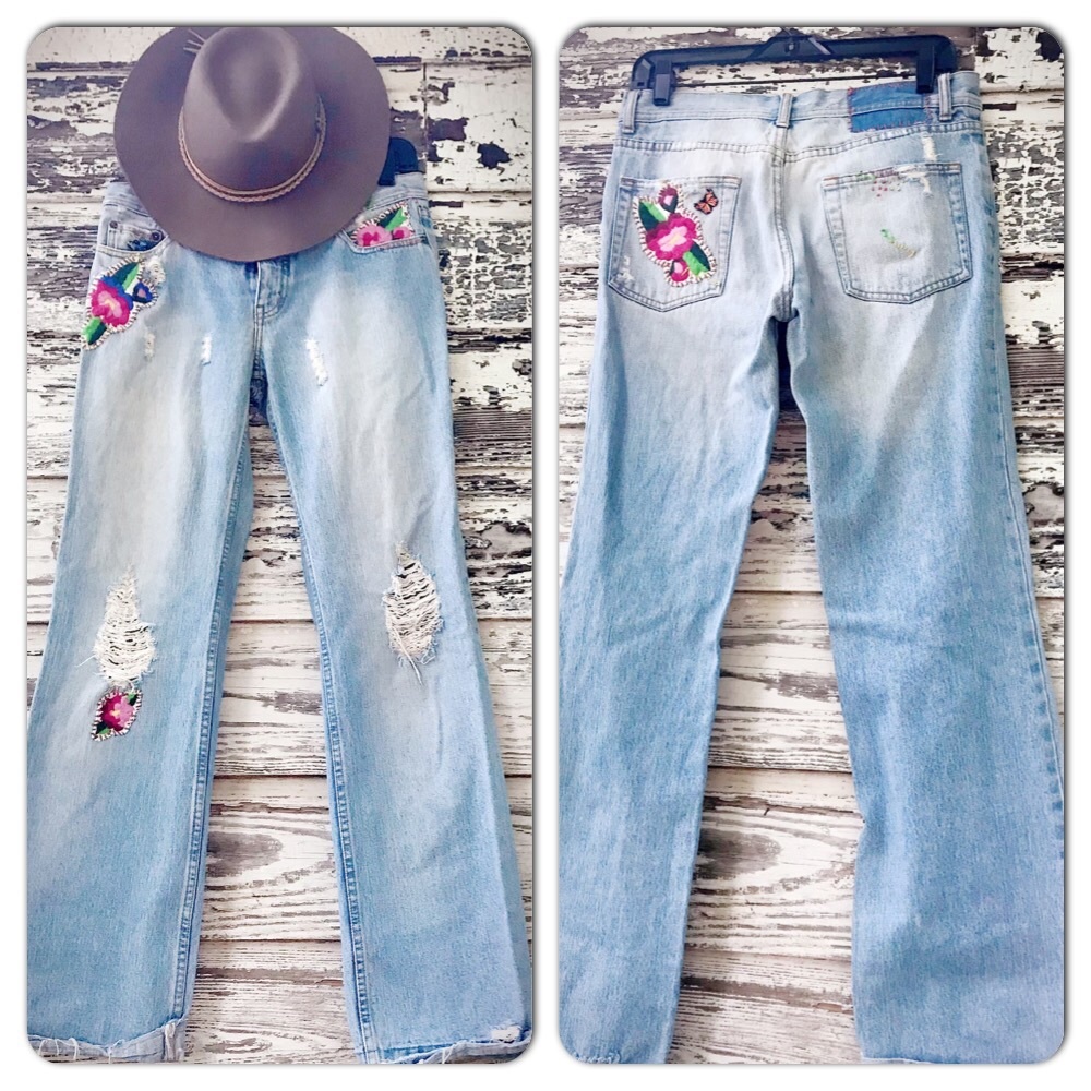 Rare vintage free people wide leg jeans, hippie